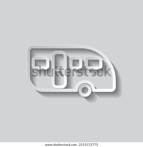 Trailer simple icon. Flat design. Paper\
style with shadow. Gray\
background.ai