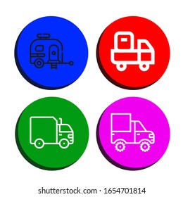 trailer simple icons set. Contains such icons as Caravan, Delivery truck, Truck, Cargo truck, can be used for web, mobile and logo