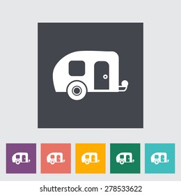 Trailer. Single flat icon on the button. Vector illustration.
