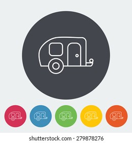 Trailer. Single flat icon on the circle. Vector illustration.