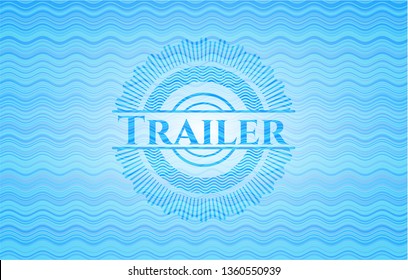 Trailer sky blue water badge background.