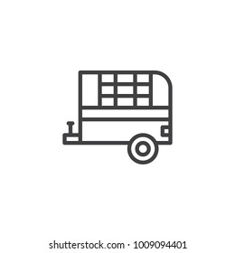 Trailer stall line icon, outline vector sign, linear style pictogram isolated on white. Farm shop symbol, logo illustration. Editable stroke