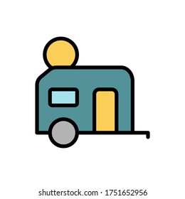 Trailer, sun icon. Simple color with outline vector elements of camping icons for ui and ux, website or mobile application