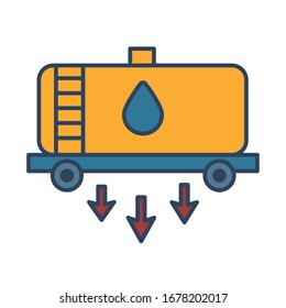 trailer tank with oil drop fill style vector illustration design