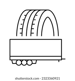 trailer tires line icon vector. trailer tires sign. isolated contour symbol black illustration