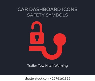 Trailer Tow Hitch Safety Symbol Car Dashboard - High Quality Vectorial Graphic