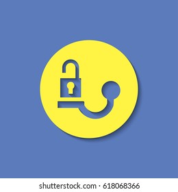 Trailer tow hitch unlock warning vector hmi dashboard flat icon