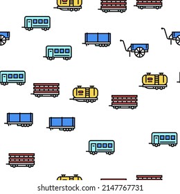 Trailer Transport Vector Seamless Pattern Thin Line Illustration