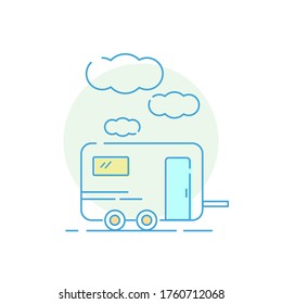 Trailer travel vector icon outline.