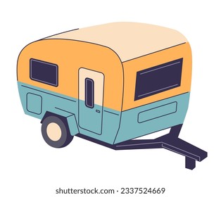 Trailer for traveling and tourism, isolated camper van with place for sleeping. Container with windows and doors, road trips. Car or vehicle for riding far. Vector in flat style illustration