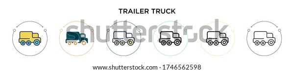 Trailer truck\
icon in filled, thin line, outline and stroke style. Vector\
illustration of two colored and black trailer truck vector icons\
designs can be used for mobile, ui,\
web