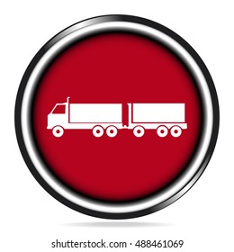 Trailer Truck icon on red button vector illustration