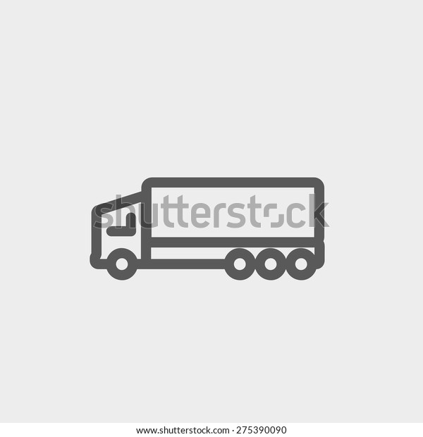 Trailer truck icon thin line for web and\
mobile, modern minimalistic flat design. Vector dark grey icon on\
light grey background.