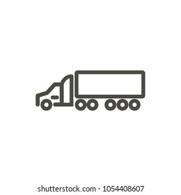 Trailer truck icon vector. Line transportation symbol. Trendy flat outline ui sign design. Thin linear graphic pictogram for web site, mobile application. Logo illustration. Eps10.