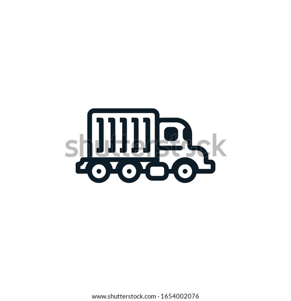 Trailer truck outline icons. Vector illustration.\
Editable stroke. Isolated icon suitable for web, infographics,\
interface and apps.