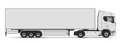 Trailer Truck Side View Design Isolated White Background Element Vector