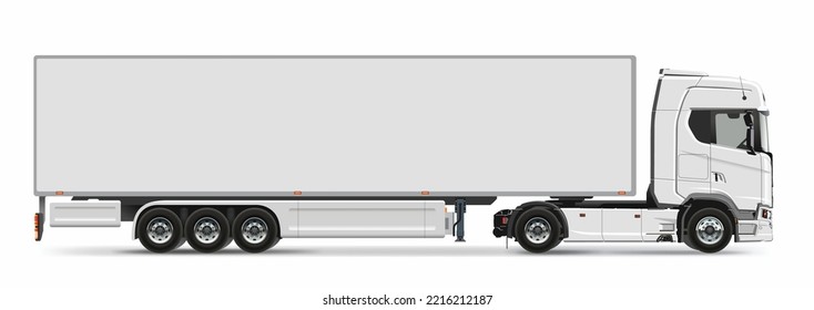 trailer truck side view design isolated white background element vector