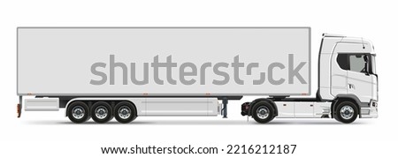 trailer truck side view design isolated white background element vector