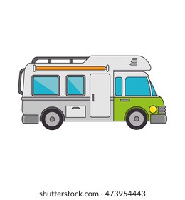 trailer truck vehicle camping  cabine caravan vector illustration