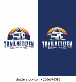 Trailer or van park vector logo template. Travel icon