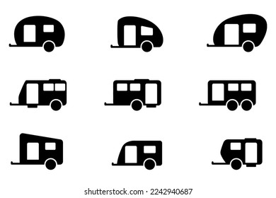 Trailer vector icon set. Travel trailer vector illustration.