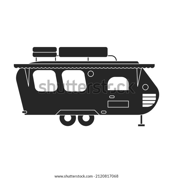 Trailer vector icon.Black vector icon isolated\
on white background\
trailer.
