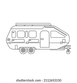 Icono del vector del remolque.Icono del vector de contorno aislado en el remolque de fondo blanco.