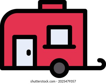 trailer vector line colour icon