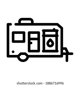 remolque con vector de icono de línea de agua. remolque con signo de agua. símbolo de contorno aislado ilustración negra