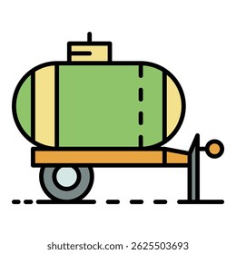 Trailer water tank icon. Outline trailer water tank vector icon color flat isolated