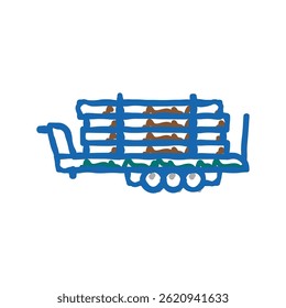 reboque com madeira madeira ícone doodle esboço vetor. reboque com madeira símbolo ilustração
