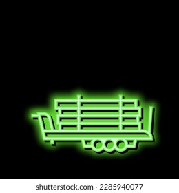 trailer with wood timber neon light sign vector. trailer with wood timber illustration