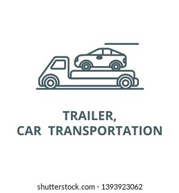 Trailer,transportation,car  vector line icon, linear concept, outline sign, symbol