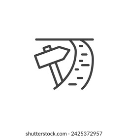 Trailhead sign line icon. linear style sign for mobile concept and web design. Direction guidance outline vector icon. Symbol, logo illustration. Vector graphics