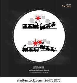 Train Accident . train accident on chalkboard.Vector Illustration.