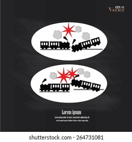 Train Accident . train accident on chalkboard.Vector Illustration.