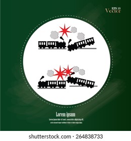 Train Accident . train accident on chalkboard.Vector Illustration.