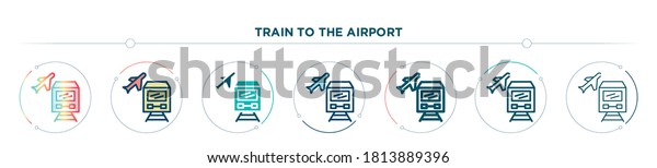 train to\
the airport icon designed in gradient, filled, two color, thin line\
and outline style. vector illustration of train to the airport\
vector icons. can be used for mobile, ui,\
web\
