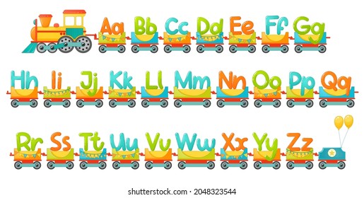 Train Alphabet Kid Cartoon Style Vector Stock Vector (Royalty Free ...