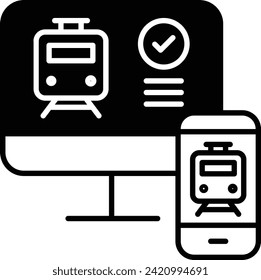 train app solid glyph vector illustration
