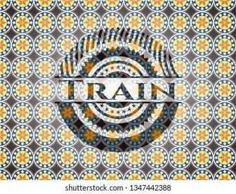 Train arabesque style badge. arabic decoration.