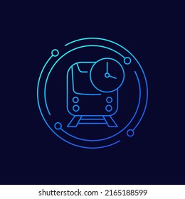 train arrival time or subway schedule icon, linear design