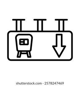 Train Arrival Vector Line Icon Design