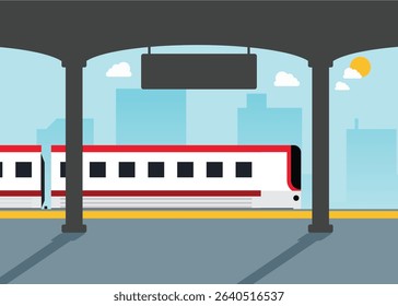 the train arrived at the station in the morning. stock illustration