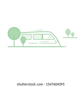 Train is arriving at the station. Vector illustration for infographics or travel icons.
