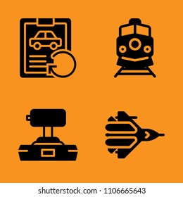 train, auto, technology and game icons set. Vector illustration for web and design