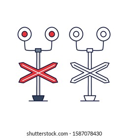 Train barrier light stock vector icon, cartoon style. Train barrier icon in cartoon style isolated on white background. Fence symbol.