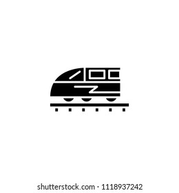 Train black icon concept. Train flat  vector symbol, sign, illustration.
