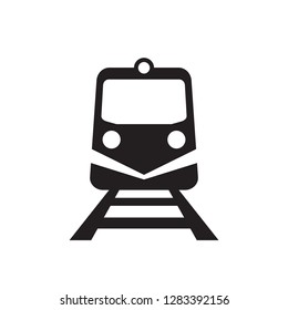 Train - black icon on white background vector illustration for website, mobile application, presentation, infographic. Railway transport concept sign. Graphic design element. 