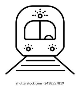 Tren, icono de vector de línea negra, símbolo de vagón de metro, símbolo de locomotora de metro